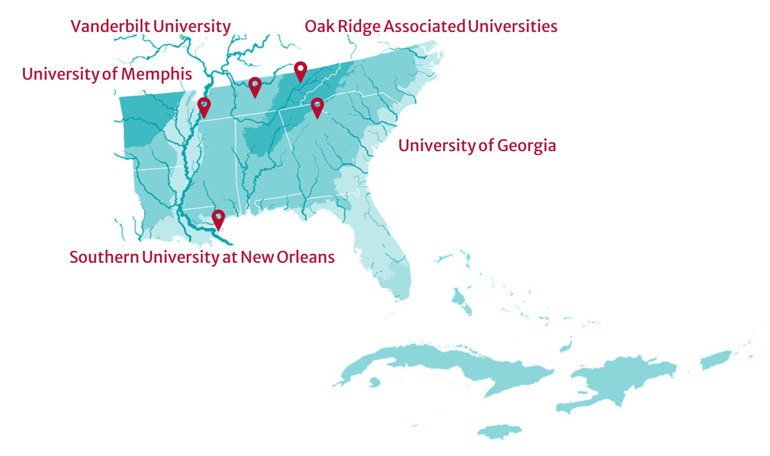 A map of where the planning team is based.